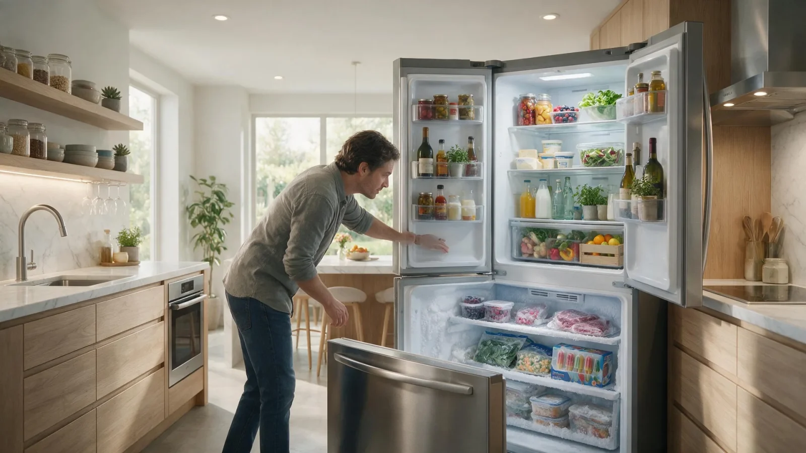 Refrigerator warm but freezer cold in a premium kitchen