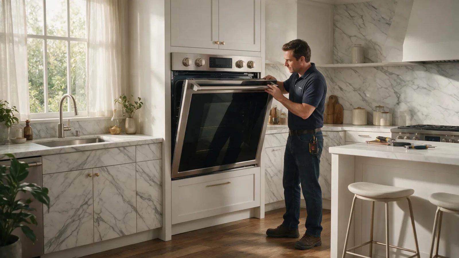 Oven door won't close in a premium kitchen