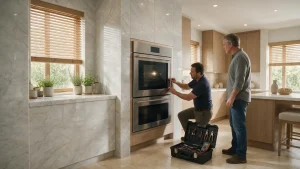 Oven door locked after self clean in a premium kitchen