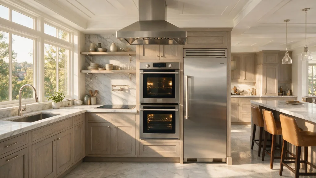 Premium built-in kitchen appliances in a modern residential kitchen